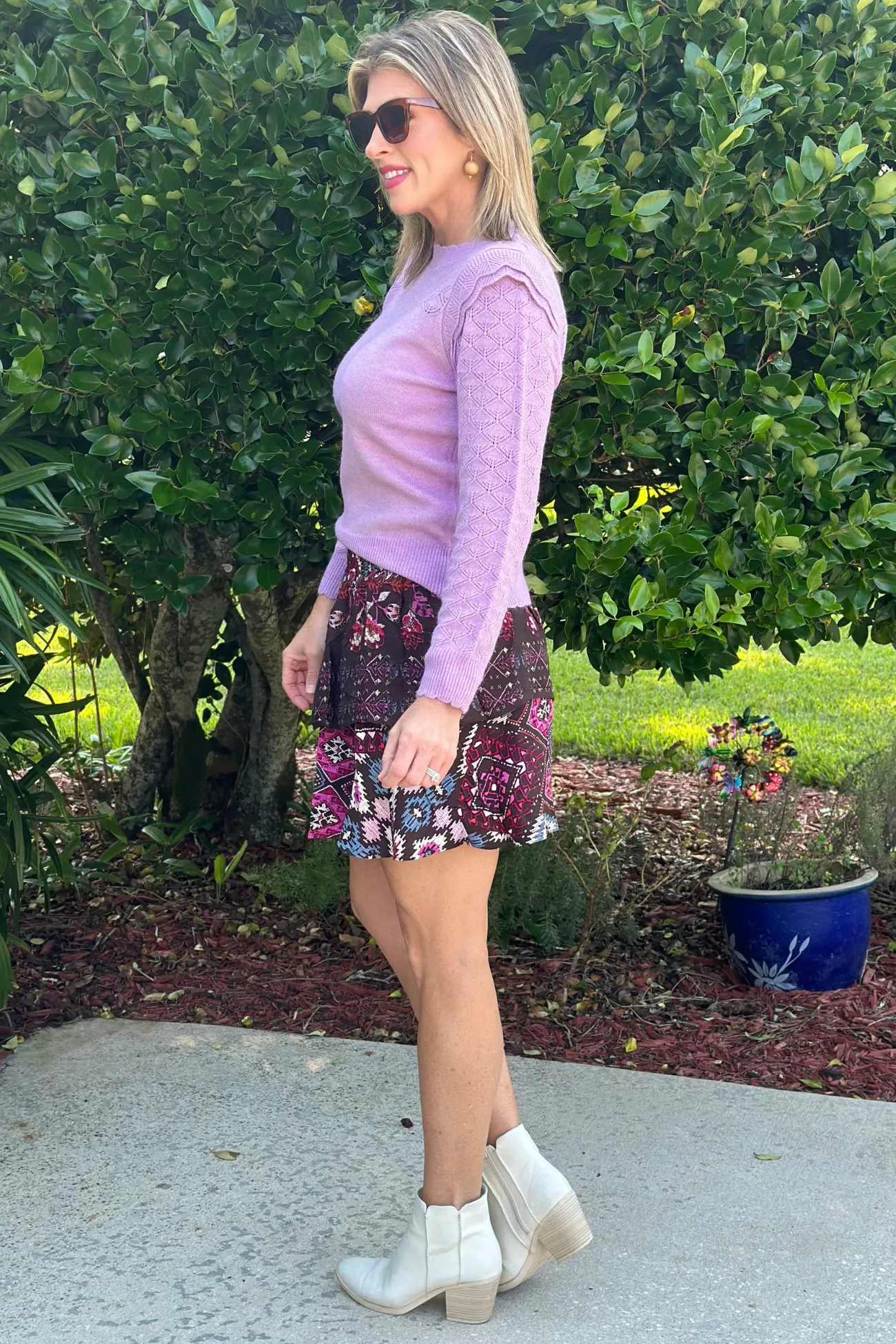 Autumn Seasonal Bordered Print Ruffle Mini Skirt
