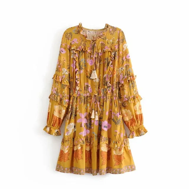 long sleeve v-neck beach dress