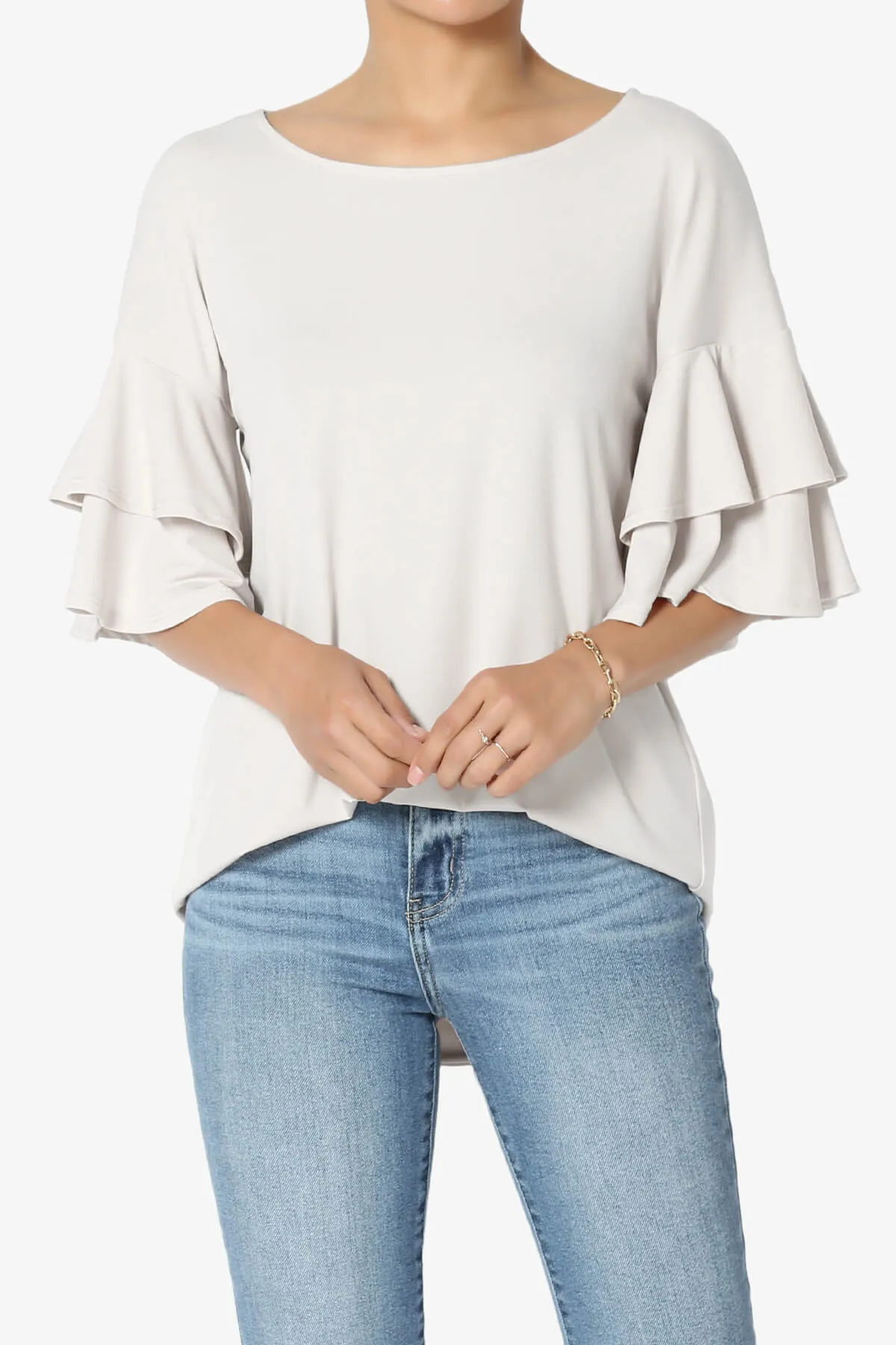 Omere Tiered Bell Sleeve Blouse PLUS