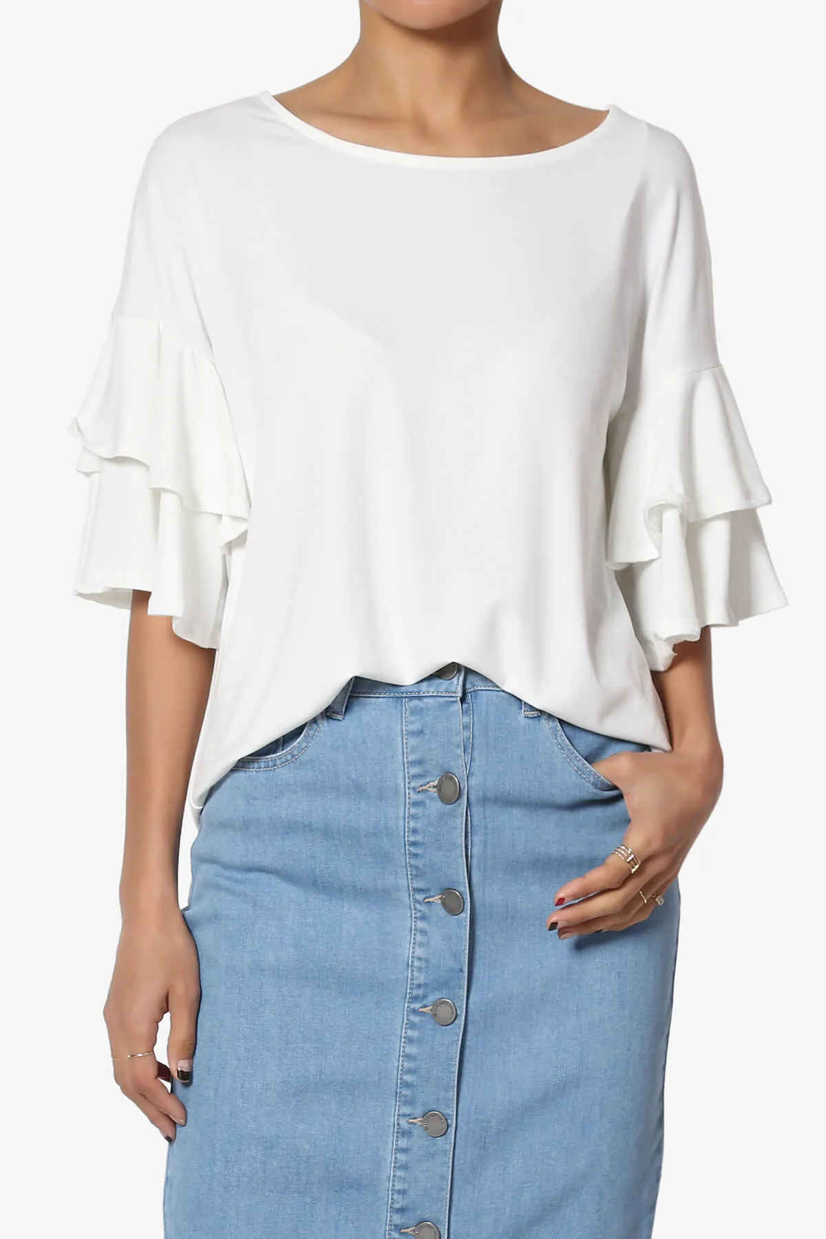 Omere Tiered Bell Sleeve Blouse PLUS