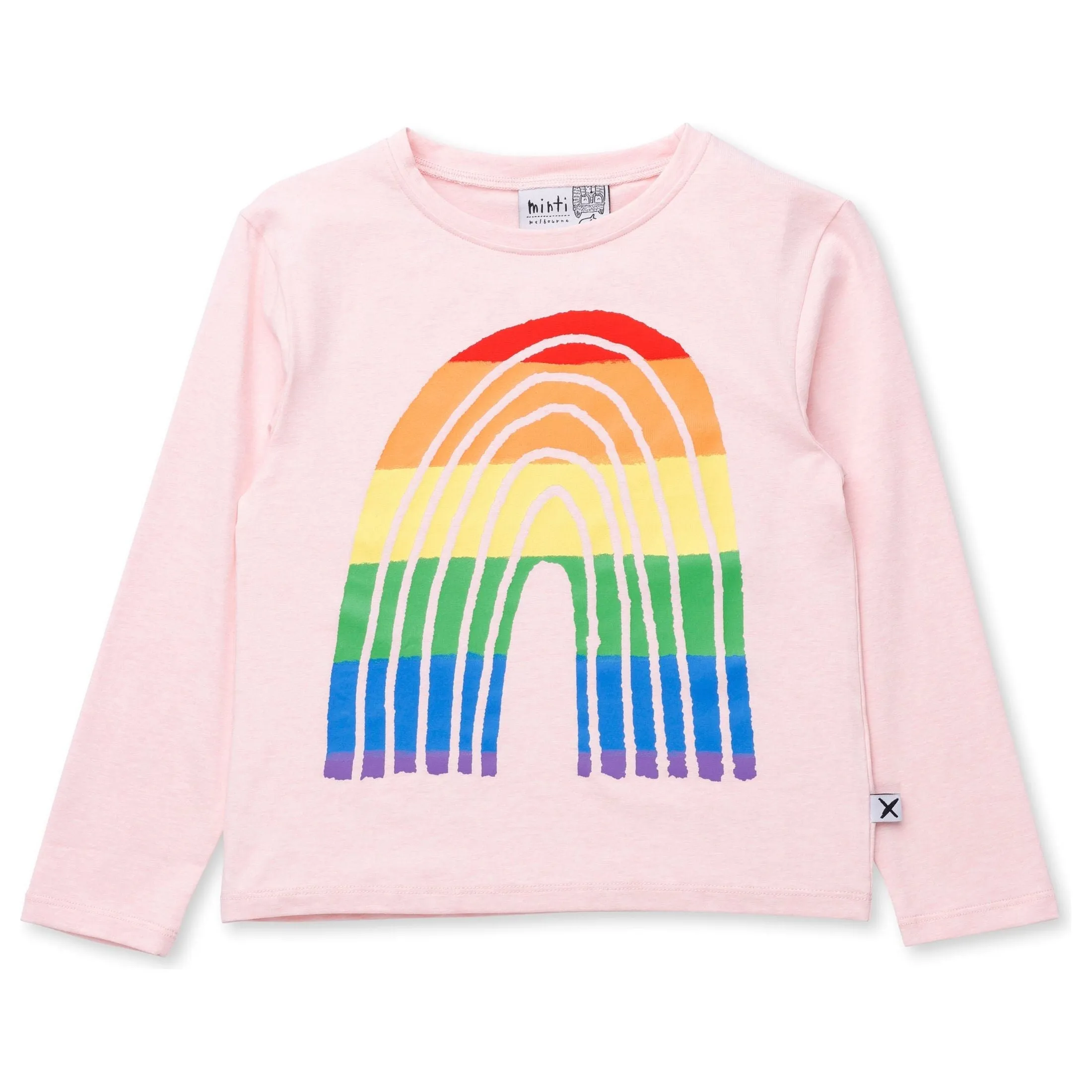 Stripey Rainbow Tee - Pink Marle