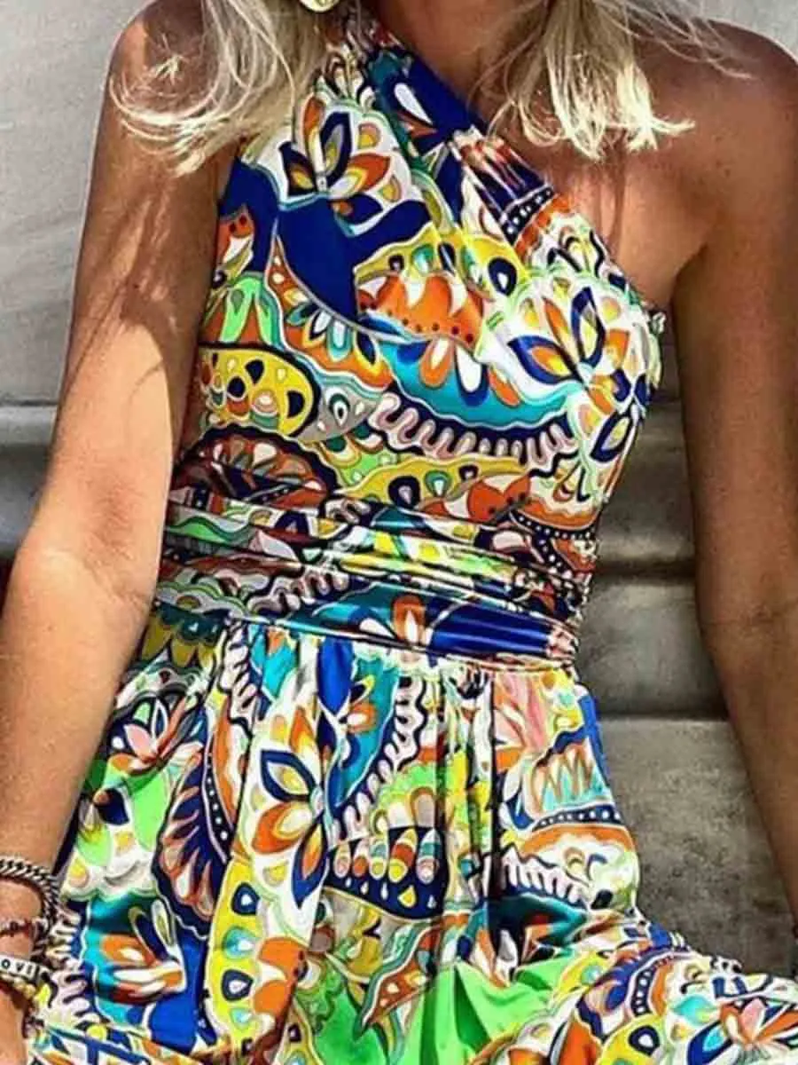 Stunncal One-shoulder Sleeve Bohemian Dress