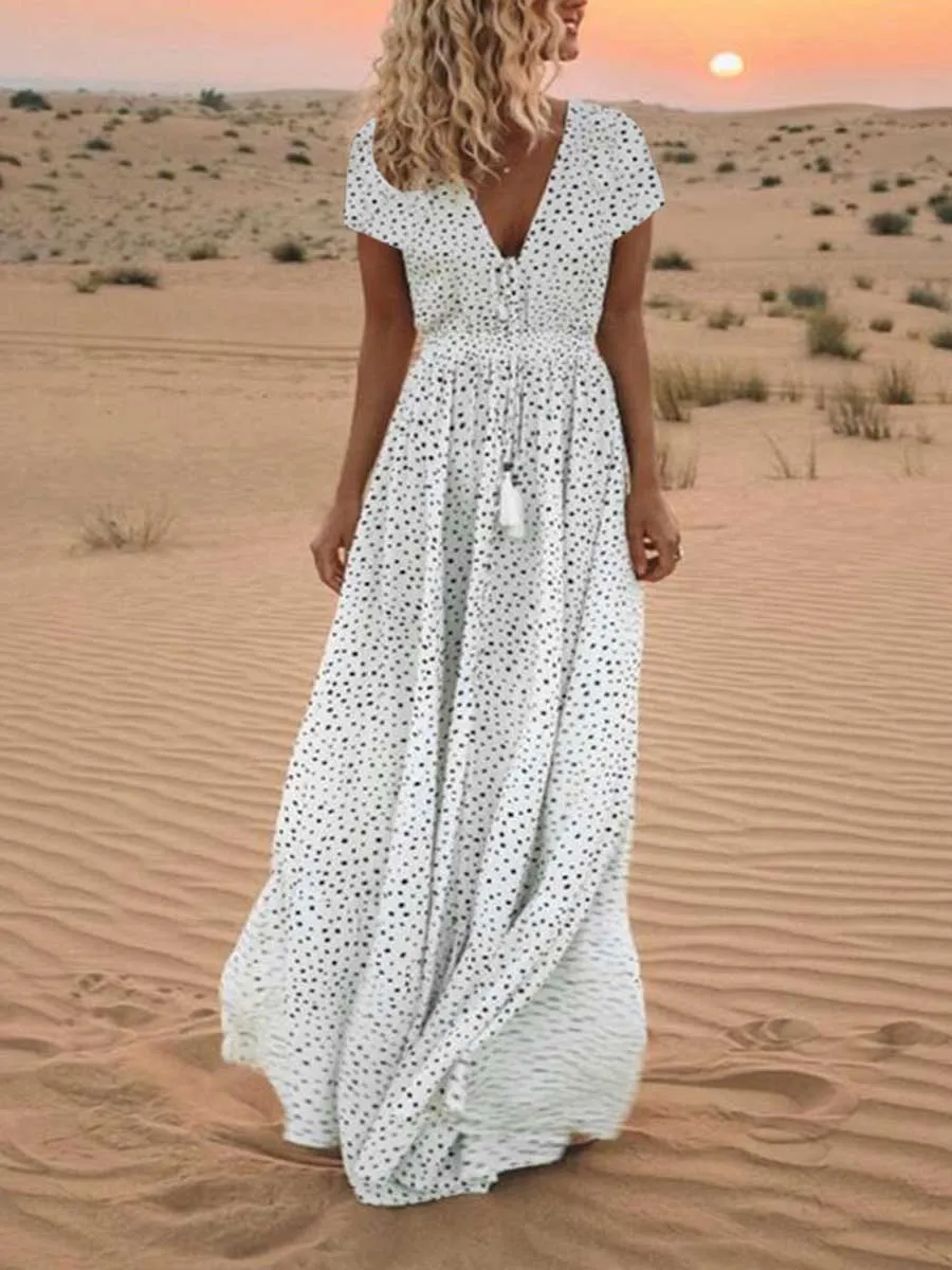 Stunncal Polka Dot Bohemian Dress